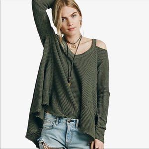 Free People Moonshine Cold Shoulder Boho Knit Sweater